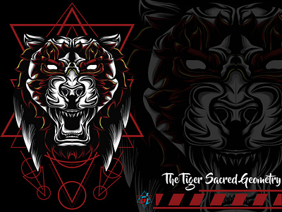 The Tiger Sacred Geometry angry creative design creative design creative illustration design detailed digital artist digital design digital illustration graphic graphic artist graphic design illustration illustrator myhtical sacred geometry t shirt design tiger vector