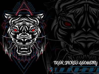 Tiger Sacred Geometry angry creative design creative design creative illustration design detailed digital artist digital design digital illustration graphic graphic artist graphic design illustration illustrator myhtical sacred geometry t shirt design tiger vector