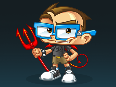 Geek Devil Mascot cartoon character design devil geek mascot mascot design vector