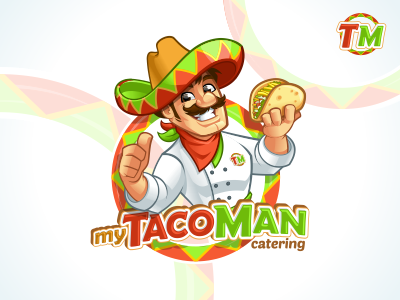 Mascot And Logo Design For MyTacoMan cartoon logo catering character design food mascot design mexican taco vector