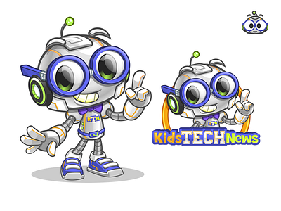 Cartoon Logo And Mascot Design For KidsTechNews cartoon cartoon logo character design cute geek kids mascot mascot design robot vector