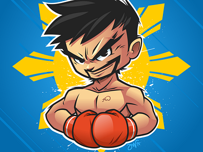 Pacman caricature mascot design maypac pacman pacquiao vector