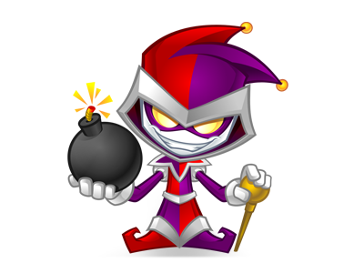 Jester bomb cartoon clown jester joker mascot vector