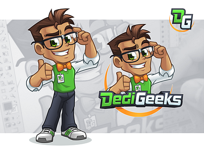 DediGeeks - Mascot and Cartoon Logo Design cartoon logo character design geek geek mascot illustrator logo design mascot mascot design nerd techy vector