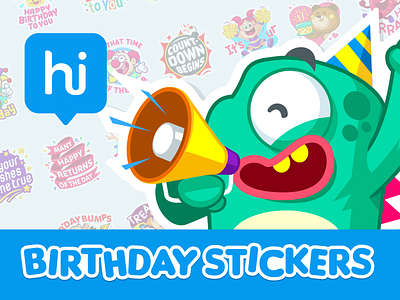 Hike Birthday Stickers Cover By Mljarmin Illustrations app illustrations birthday character design hike messenger mascot design message messenger stickers