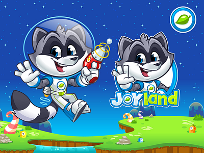 Joyland - Mascot Design, Cartoon Logo And Website Illustrations cartoon logo character design favicon games illustrator kids logo design mascot mascot design raccoon mascot web design website illustrations