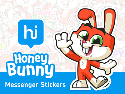 Honey Bunny - Messenger Stickers for Hike bunny character design easter hike mascot mascot design messenger messenger stickers rabbit stickers vector