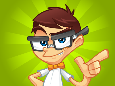 Geeek cartoon character web geek mascot vector