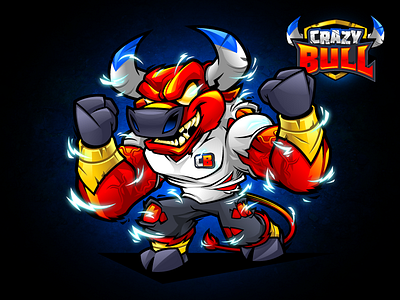 Crazy Bull - Mascot Design And Logo Identity bull cartoon character character design crazy energy fitness gym mascot mascot design nutrition vector