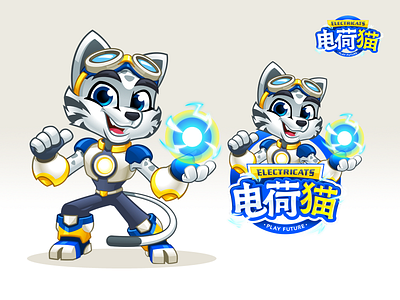 ElectriCats - Mascot Design And Cartoon Logo Identity cartoon logo cat cat mascot education electronic fun kids logo maker mascot mascot design student