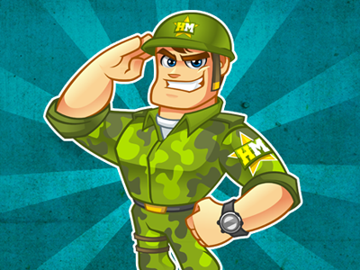 HobbyMajor army cartoon character hobby major mascot vector