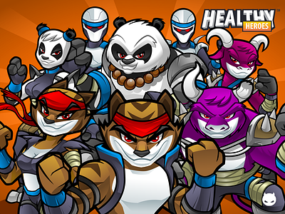 HealthyHeroes - Villains android characters android mascot app characters app illustration cartoon characters character design ios characters ios mascot mascot mascot design panda panda mascot tiger tiger mascot vector characters villains