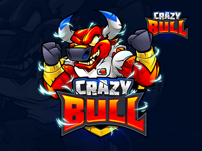 Crazy Bull - Energy Drink Mascot brand characters bull mascot cartoon logo character design character logo crazy bull crazy mascot energy drink mascot energy mascot fitness mascot health mascot illustrative logo mascot design mascot logo red bull red bull mascot vector characters