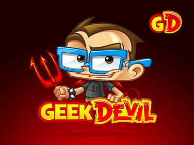 Geek Devil Mascot brand mascot cartoon logo character design character logo devil mascot entertainment mascot gaming mascot geek mascot mascot design movie mascot vector mascot