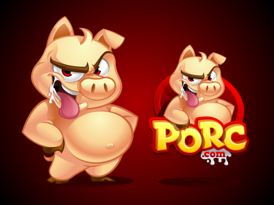 Naughty Pig cartoon character illustration mascot pig vector