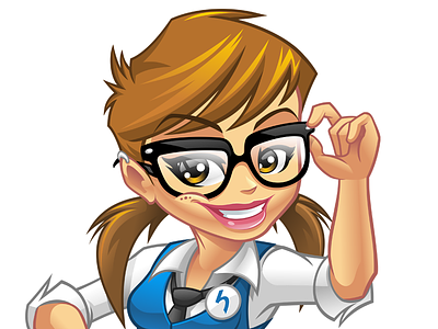 GeekGirl cartoon coreldraw female geek illustrator4 mascot vector