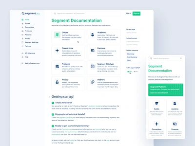 Segment — Docs branding catalog clean data data app developer development documentation experience interface landing page segment tonik ui uiux user ux visual website website design