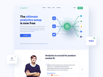 🚀 Segment — For Startups analytics animation blue clean data app green interactions interface landing landing page segment startup startups tonik tool ui ux visual website website design