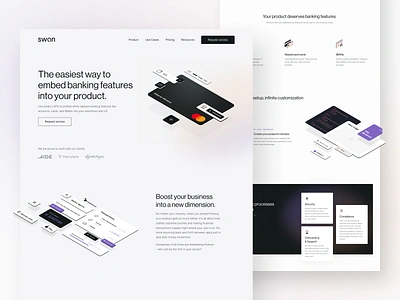 Swan — Website animation api banking business clean design gradient graphic design illustration landing landing page light mastercard product swan tonik ui ux visual website