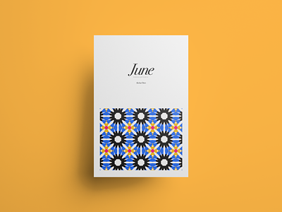 June, Kaleidoscope Pattern blue card design flower illustration kaleidoscope minimal pattern repitition wallpaper yellow