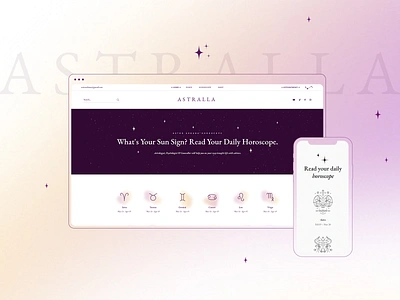 Astralla - Horoscope and Astrology Theme astrology clean elegant esoteric gem horosope mystic tarot web design website mockup wordpress zodiac