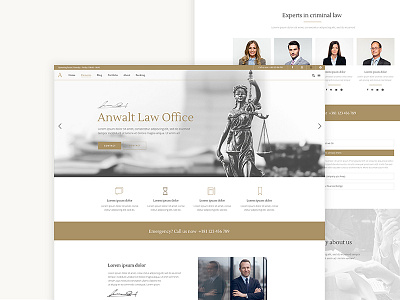 Anwalt advocate attorney barrister court gold justice law law office lawyer website mockup wordpress