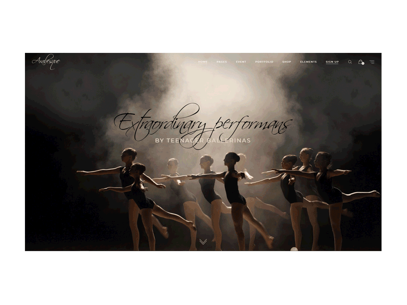 Arabesque ballet ballet school dance dance classes dance instructor dance school dancer design elegant modern dance school website template wordpress