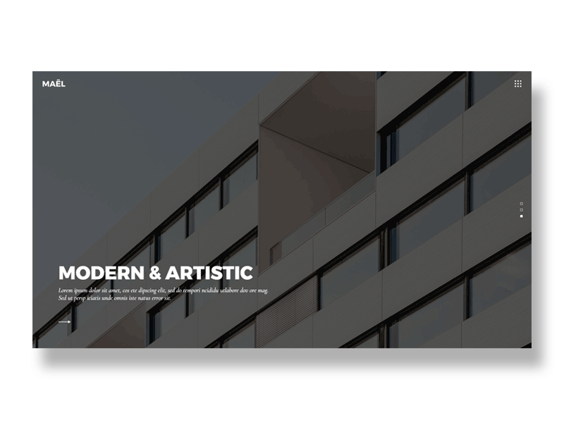 Maël Architecture Full Screen Slider agency architecture business clean creative creative agency design design studio designer ecommerce freelancer logo portfolio shop showcase website mockup