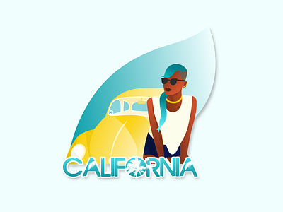 California Girl car fresh girl illustration inkscape people summer summertime vector