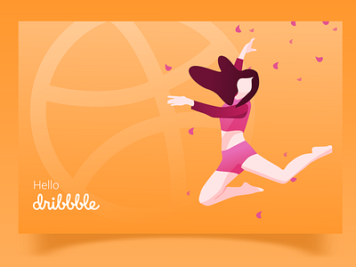Hello Dribbble II girl hello dribbble hellodribbble illustration inkscape jump jumping vector