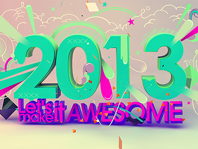 2013 3d colorful illustration typography vector