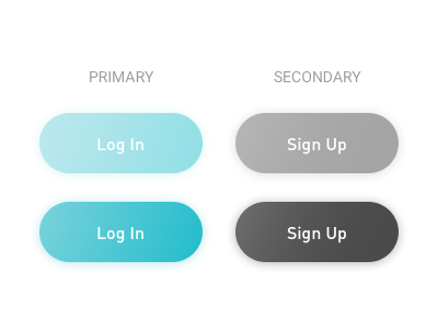 Minimal Log In and Sign Up Button button design flat 2.0 form gradient gradient button primary button secondary button ui