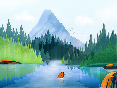 The mountain spring water icon illustration