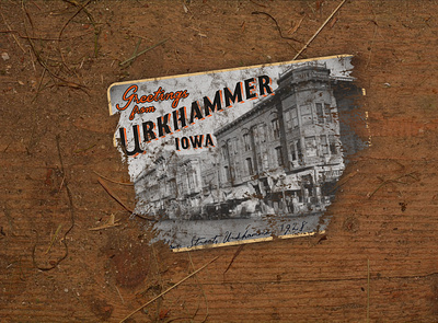 Greetings From Urkhammer distressed illustrator iowa mystery postcard urban legend urkhammer