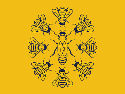 Bee Mine 🐝 baby bee design graphic design honey illustrator logo pen tool queen bee vector