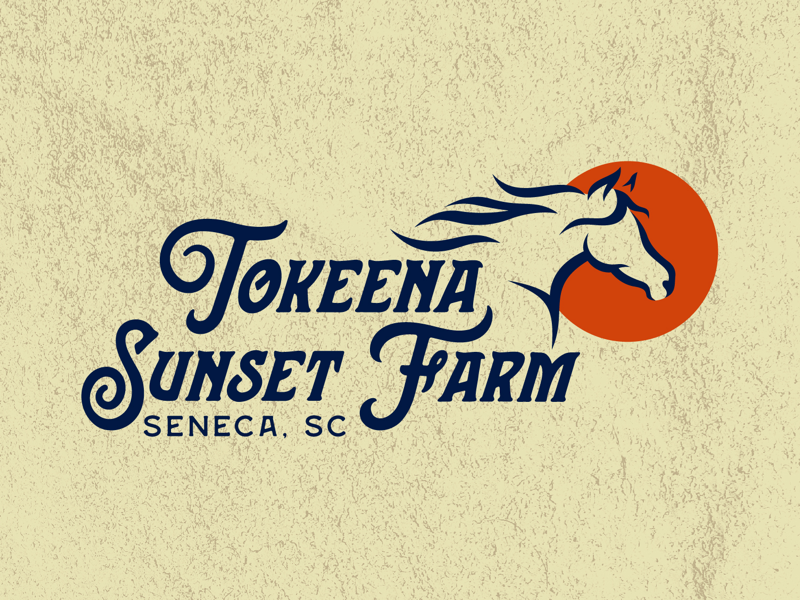 Sunset Farms south carolina howdy yee haw southern logo design retro vintage logo farm sunset horse