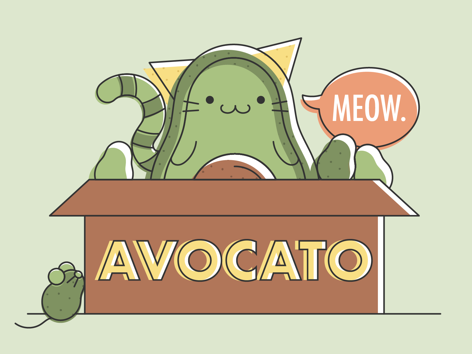 Avocadoodles 🥑 avocado avocato avocuddle character design chips cute elite greeting cards guacamole day illustration kawaii print puns queso salsa typography
