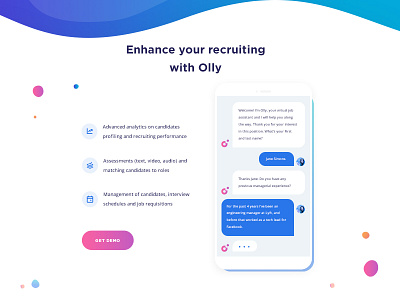 AI Recruitment Assistant - AI features ai assistant ai recruitment features icons messaging recruitment recruitment assistant saas ui user interface