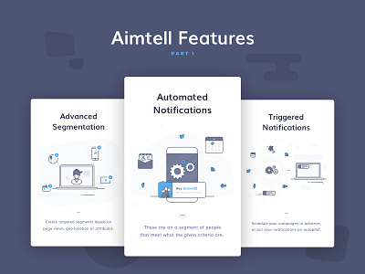 Aimtell - Website Push Notifications Illustrations, part 1 digital marketing software features features illustrations features page illustrations marketing re engaging visitors saas tech website push notifications