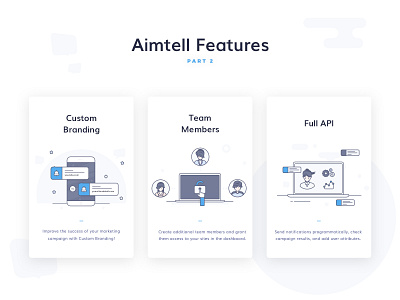 Aimtell - Website Push Notifications Illos, part 2 digital marketing software features features illustrations features page illustrations marketing re engaging visitors saas tech website push notifications