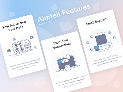 Aimtell - Web Push Notification Illustrations, part 3 digital marketing software features features illustrations features page illustrations marketing re engaging visitors saas tech website push notifications