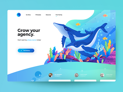 Agency Growth Training button ui illustration landing page website design