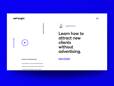 Landing Page for Course blue branding clean clean landing page course creative landing page minimal simple design simple landing page type only ui ultra clean ux vertical text website design