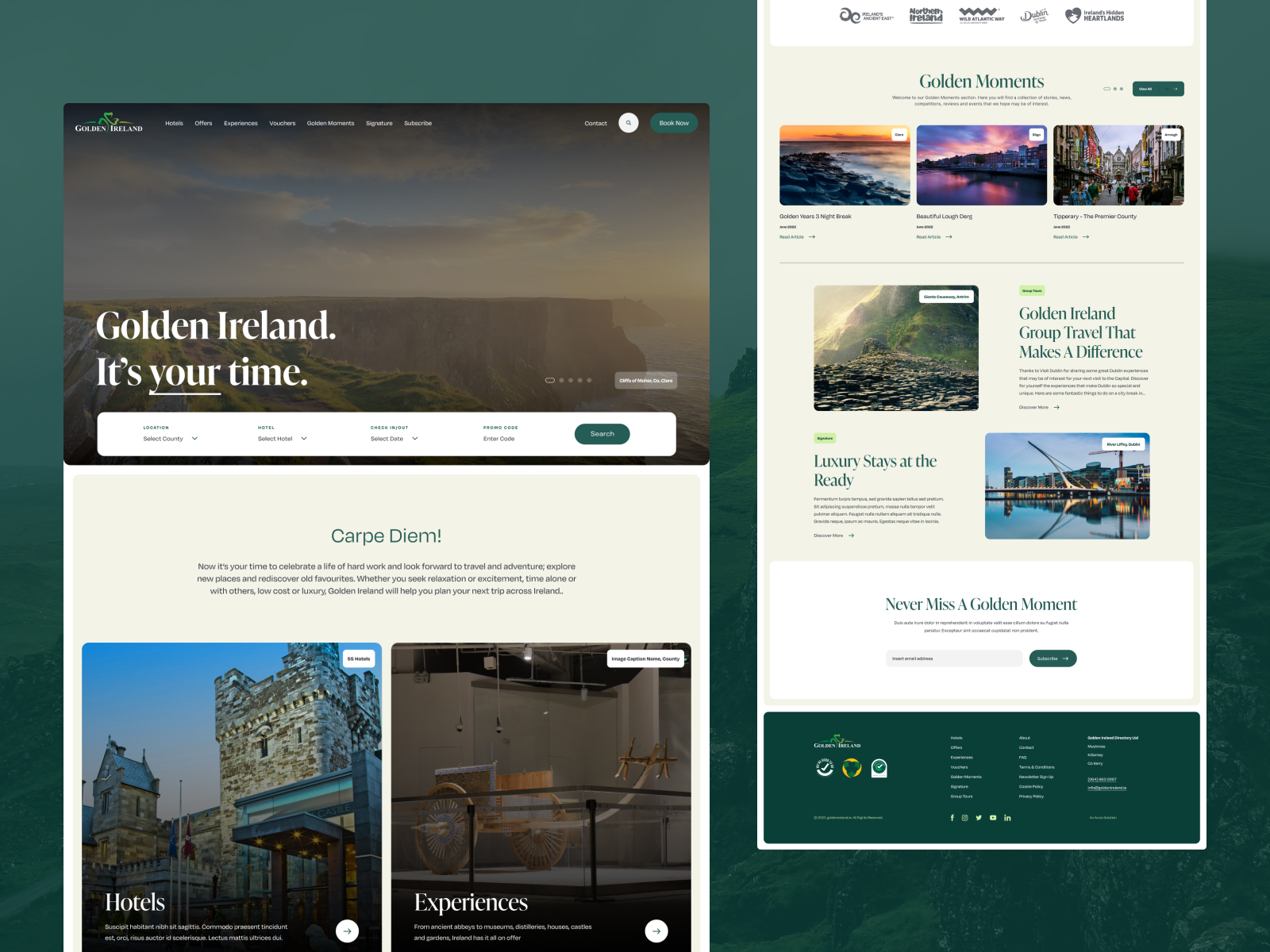 Golden Ireland - Irish Tourism Web Site Design by Sean Rainey on Dribbble