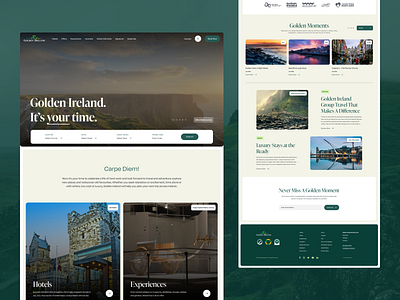 Golden Ireland - Irish Tourism Web Site Design branding design green home imagery ireland page round tourism travel typography ui ux web website