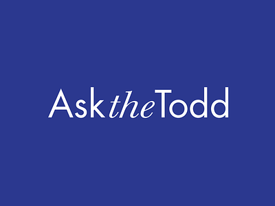Ask The Todd Logo blue branding clean font logo logotype minimalist typography white