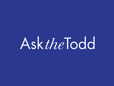 Ask The Todd Logo blue branding clean font logo logotype minimalist typography white