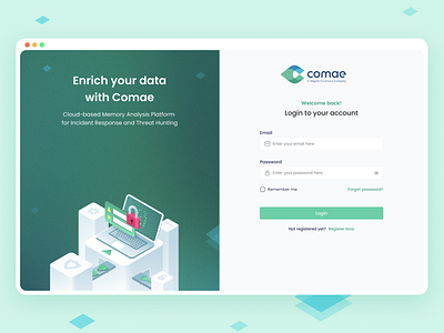 Cyber Security Application Login Page application cyber dashboard design flat graphic green hunting interface login page minimal mockup security sign in sign up turquoise ui ux webdesign website