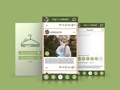 MyEcoCloset Social App app design icon minimal ui