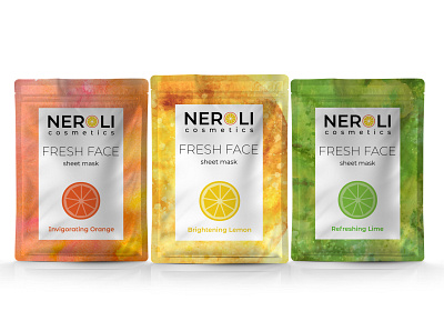 Neroli Cosmetics - Sheet Mask Packaging Design branding design packaging design packaging mockup photoshop typography
